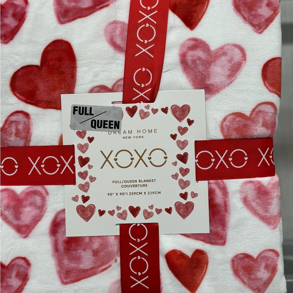 XOXO Red and White Heart Blanket